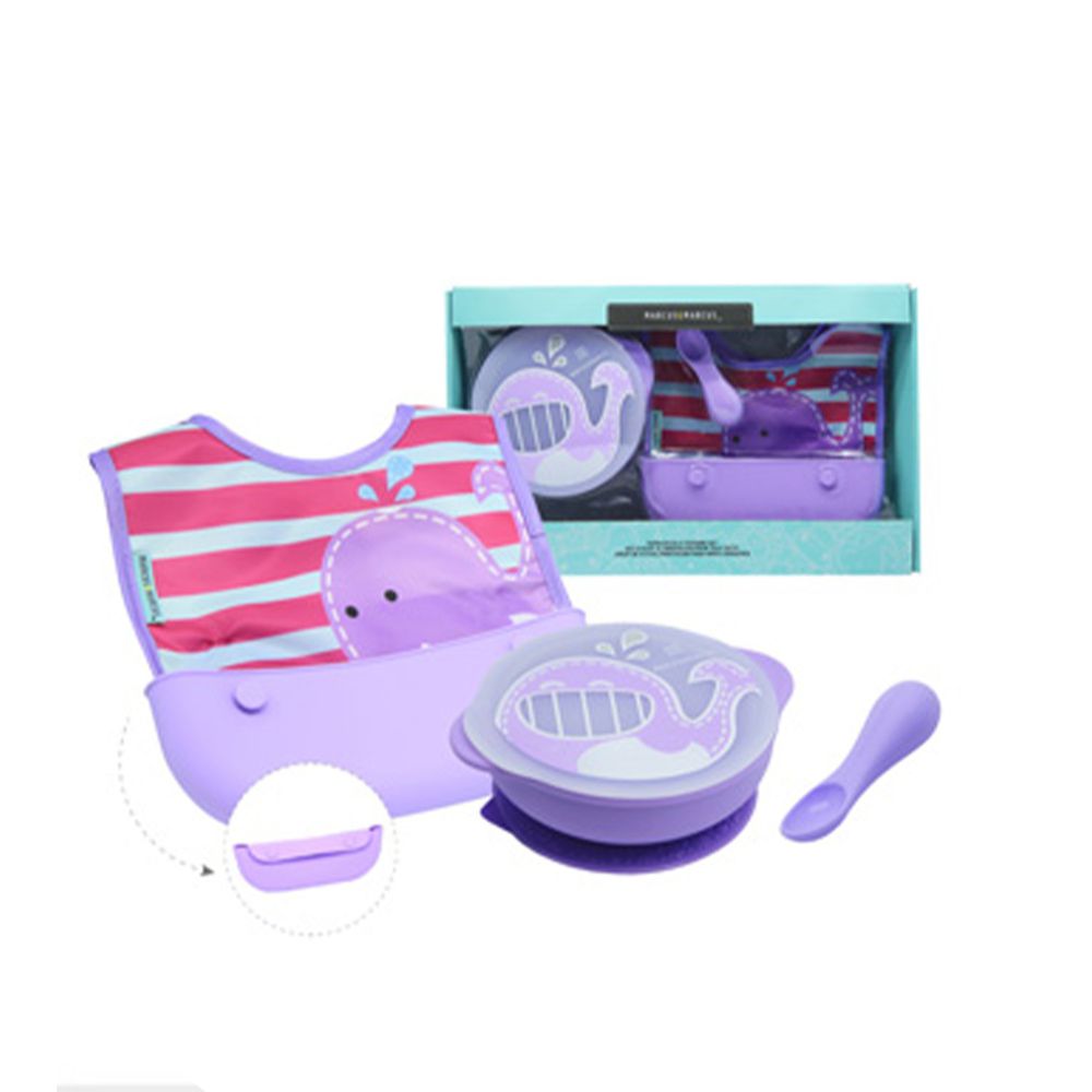 MARCUS＆MARCUS - 動物樂園自主用餐學習禮盒組-紫鯨魚