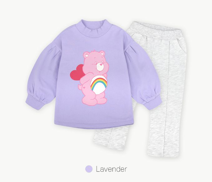 韓國 Care Bears - 聯名款熊熊花苞長袖套裝-紫X灰