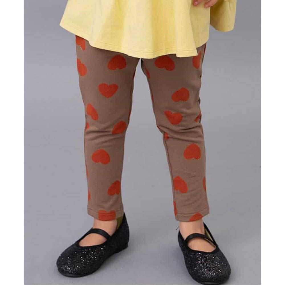 DAISUKI 百搭鬆緊彈性九分褲-大愛心-咖啡