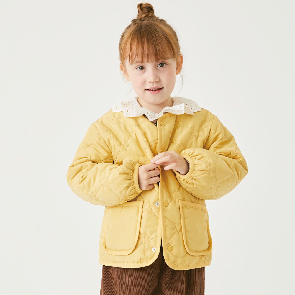 日本 evercloset - 星星絎縫保暖鋪棉外套(可機洗)-軍綠