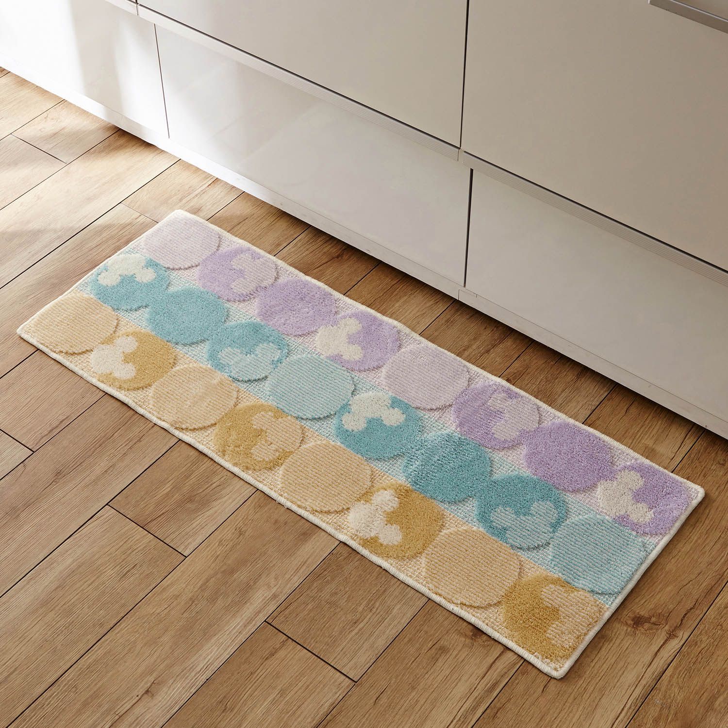 日本千趣會 - 日本製 迪士尼抗菌長型腳踏墊(廚房/臥室)-米奇頭-彩色