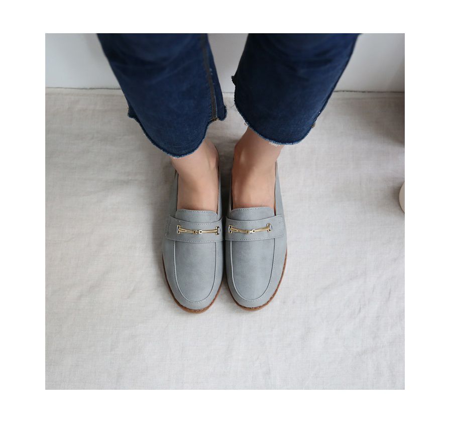 韓國 Dangolunni - 一字麂皮穆勒鞋-灰