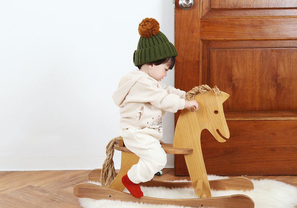 韓國 Babyblee - 大毛球針織毛線帽-藍 (FREE)