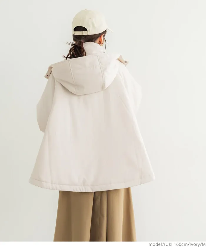 日本 COCA - 斗篷設計鋪棉連帽外套-米杏