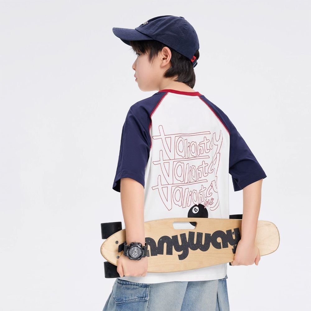 -3℃瞬間涼感短袖T-美式休閒印花-拼色白