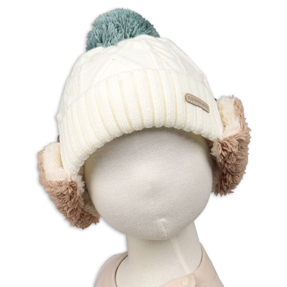 冬帽 內裡刷毛-附耳罩-米白色