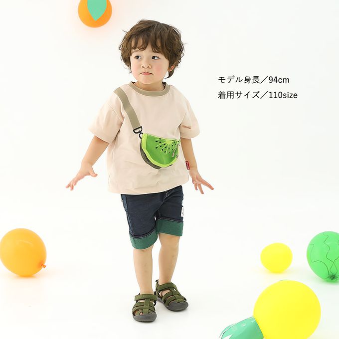 日本 ZOOLAND - 水果天堂 可愛包包造型短袖上衣-奇異果-淺棕