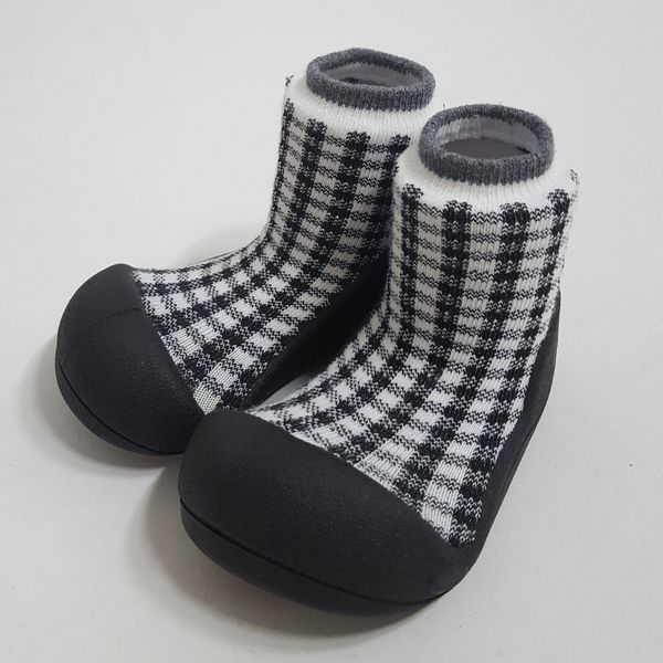 韓國 Attipas - 襪型學步鞋-黑色蘇格蘭