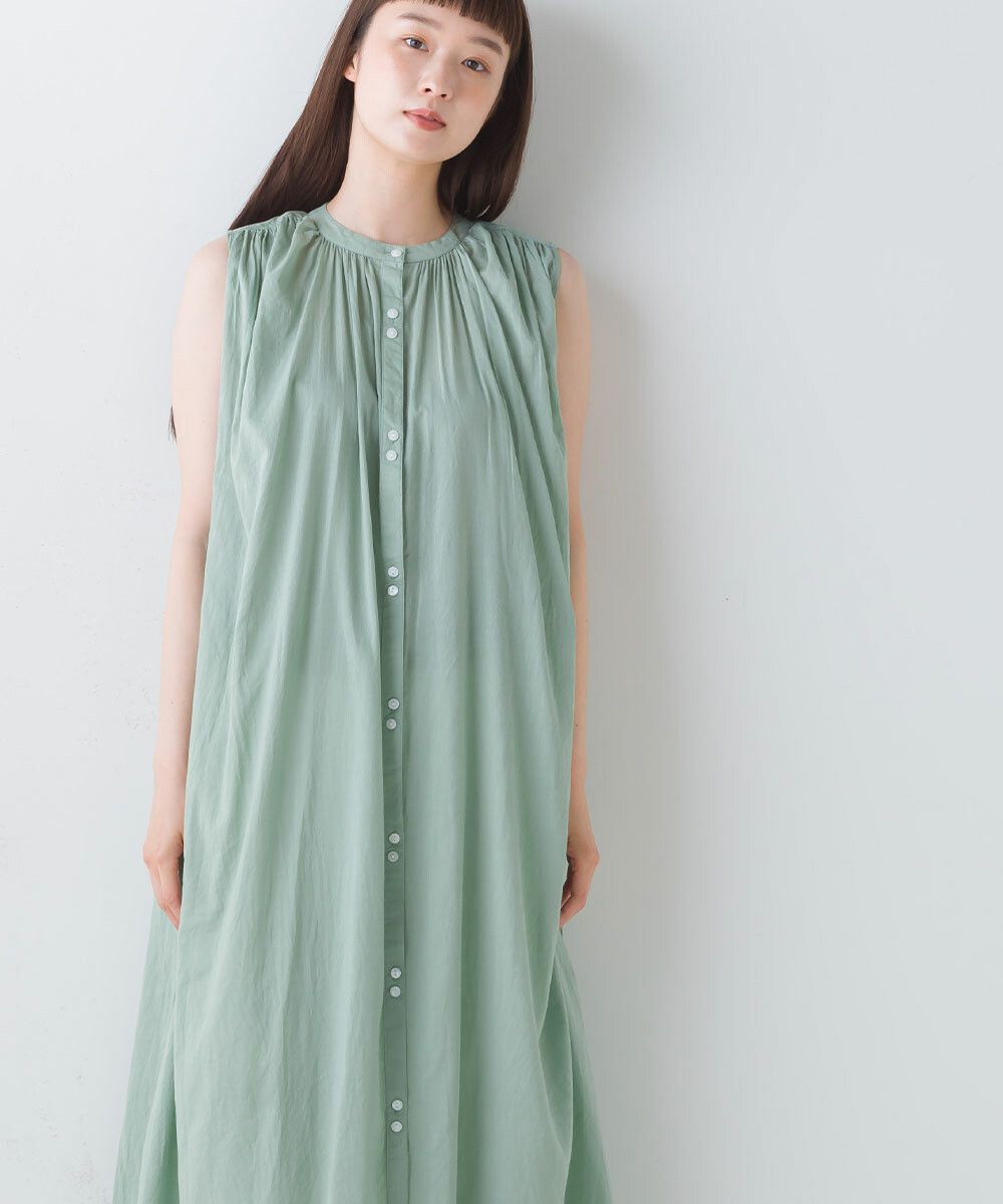 日本女裝代購 - 100%印度棉 涼爽輕盈排扣無袖洋裝-薰衣草