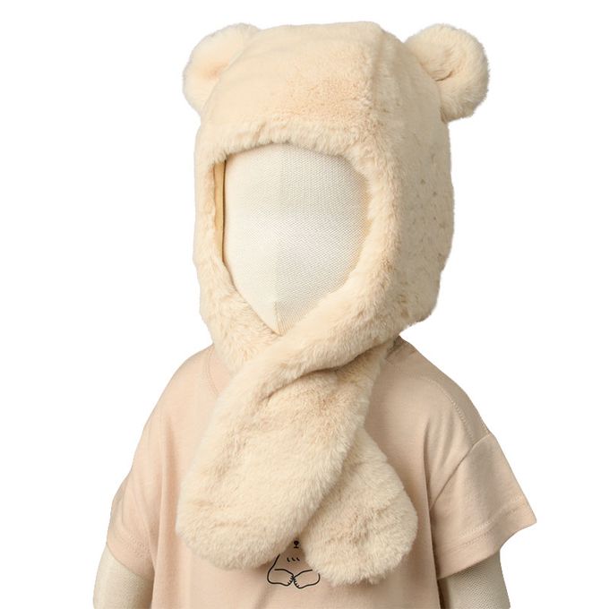 akachan honpo - 動物造型連帽圍巾-仿毛-象牙白色 (48~50cm)