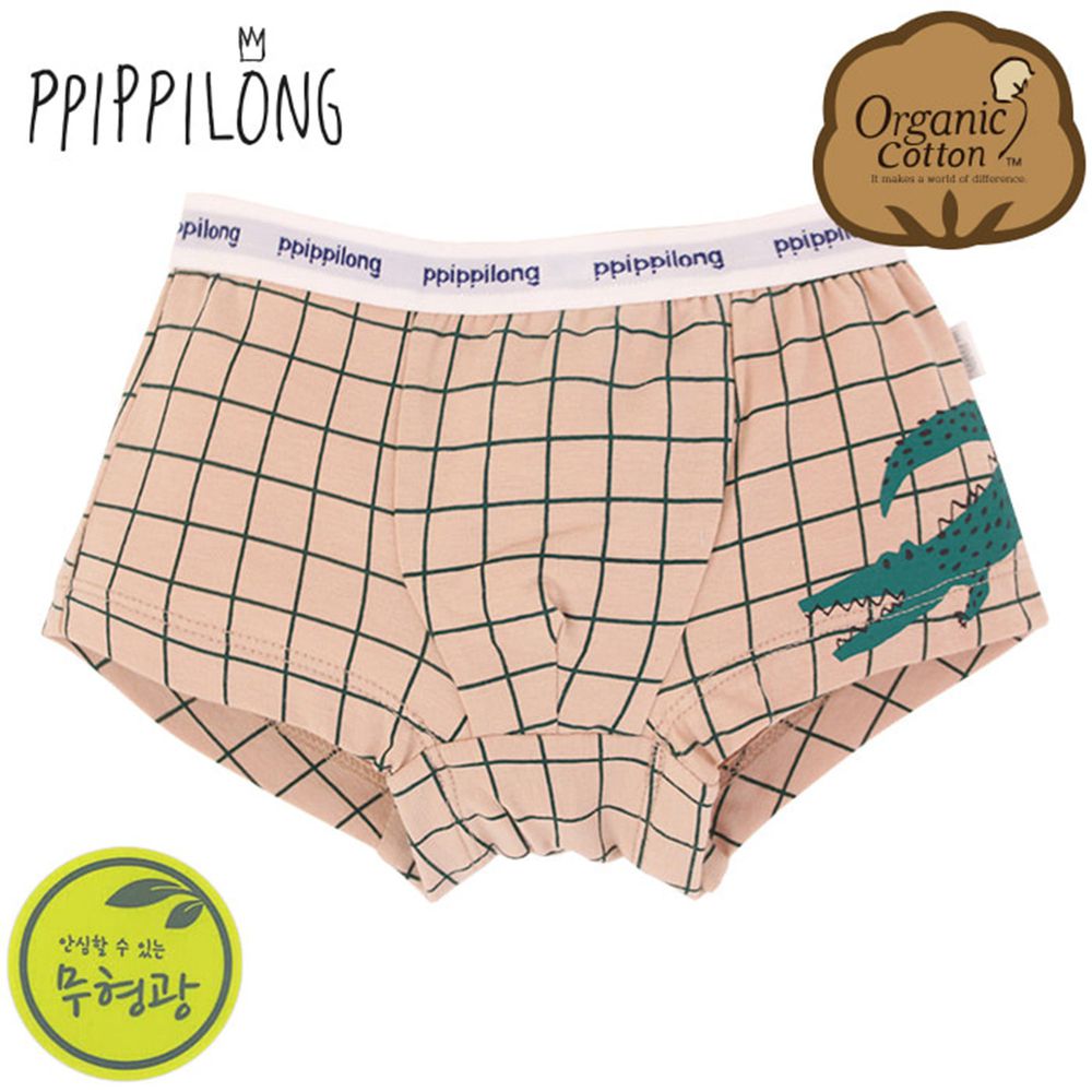 韓國 Ppippilong - 有機棉透氣四角褲(男寶)-綠色鱷魚