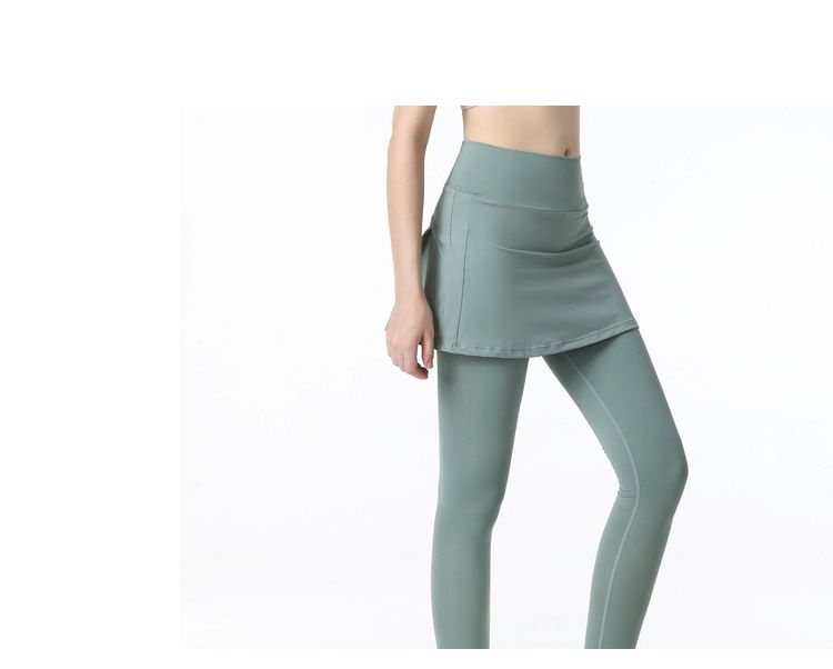 大碼假兩件防走光瑜珈褲裙-灰色