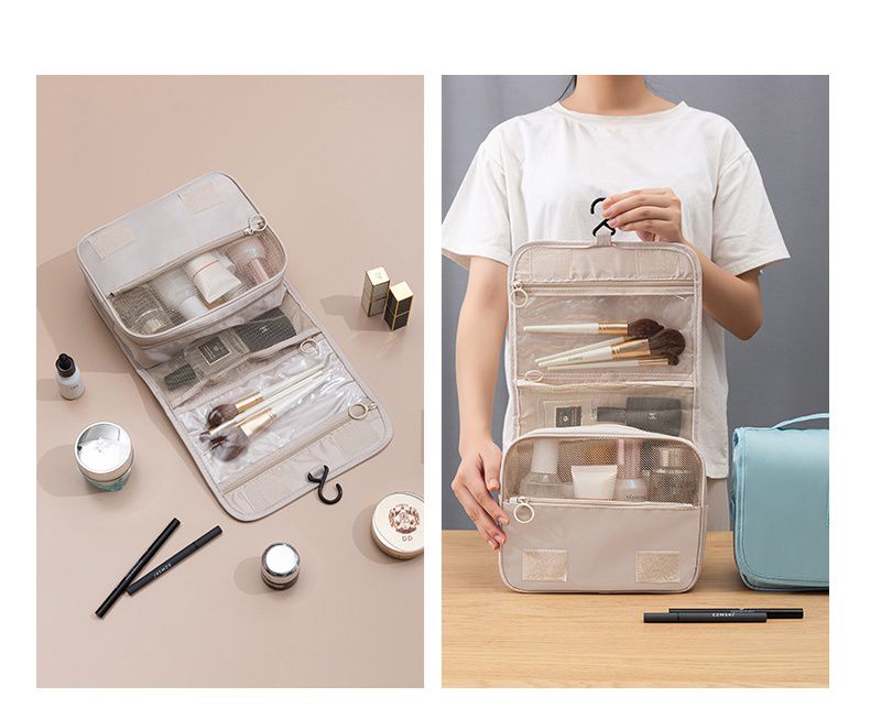 多功能懸掛式化妝包/盥洗包-米灰色 (24x9.5x20cm)