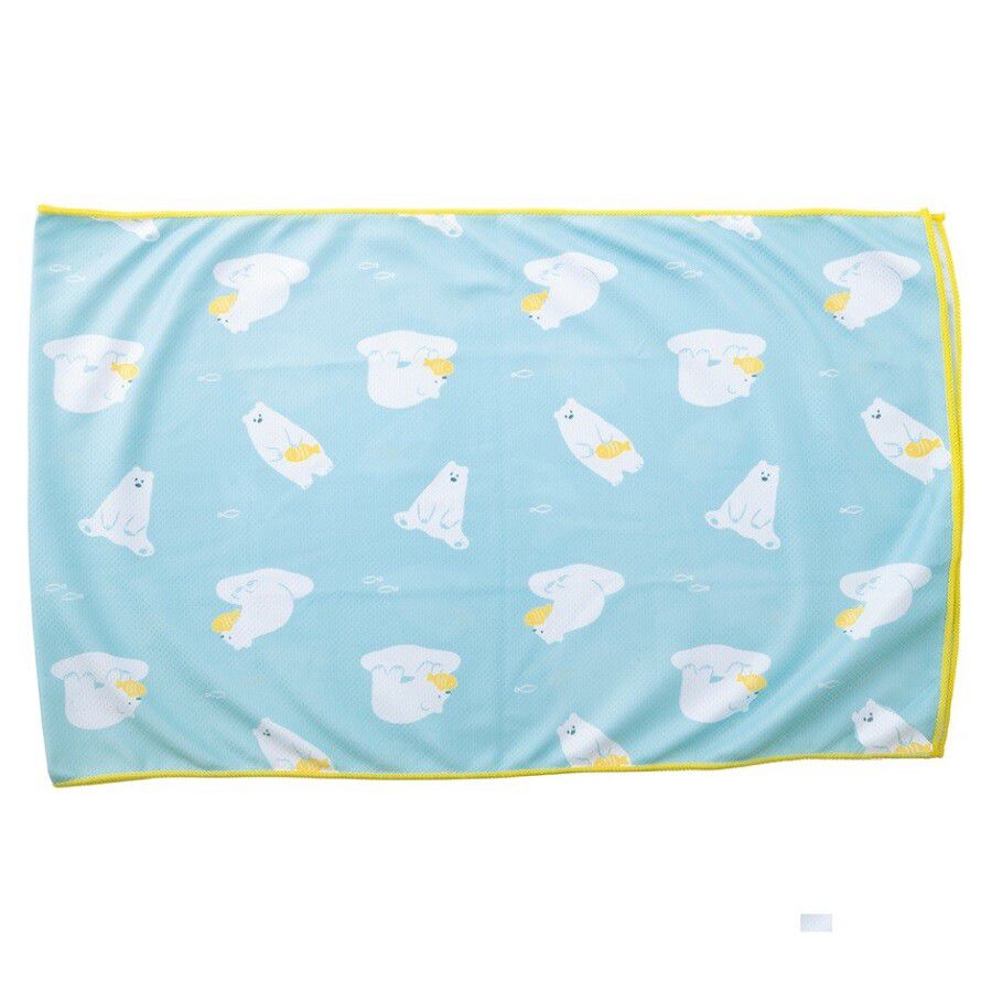 日本 LIV HEART - 抗UV水涼感巾(附收納袋)-檸檬企鵝 (30x100cm)