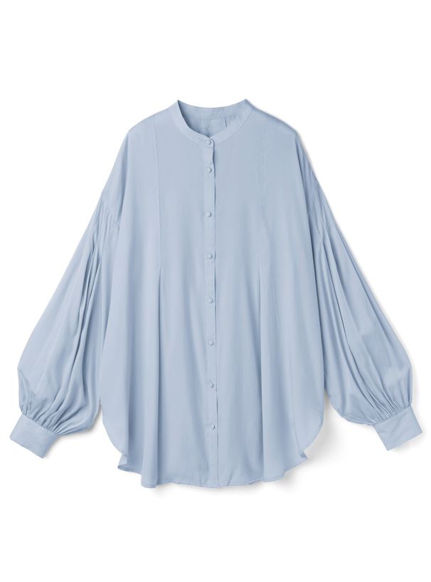 日本 GRL - 飄逸柔軟澎澎袖長版襯衫-奶油黃 (F)