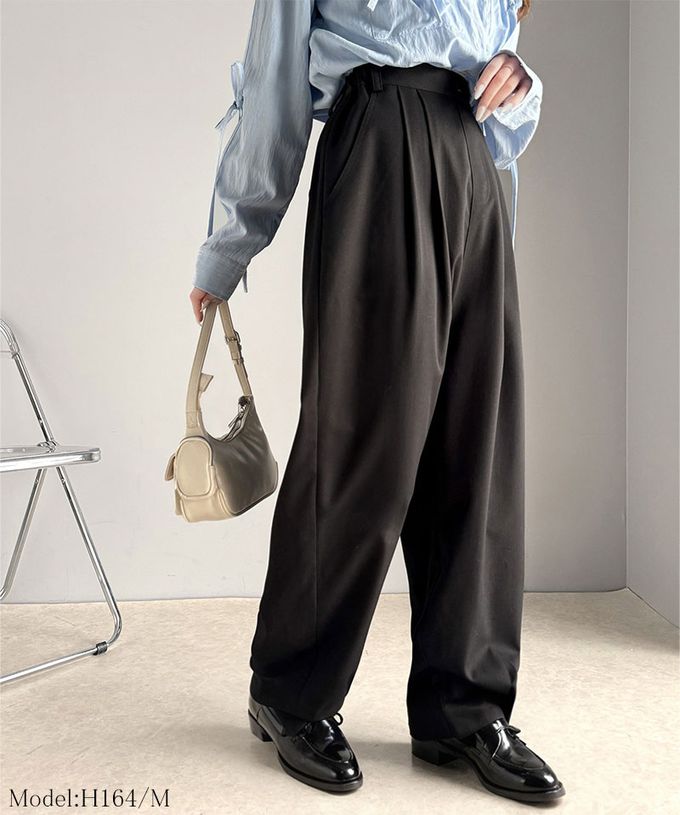 日本 Classical Elf - 時尚摺線俐落感錐形長褲-黑