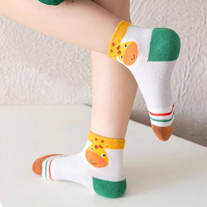 腳ㄚ子 - 幼/兒童透氣網眼襪 童襪 襪子 棉襪 兒童襪-Q萌長頸鹿