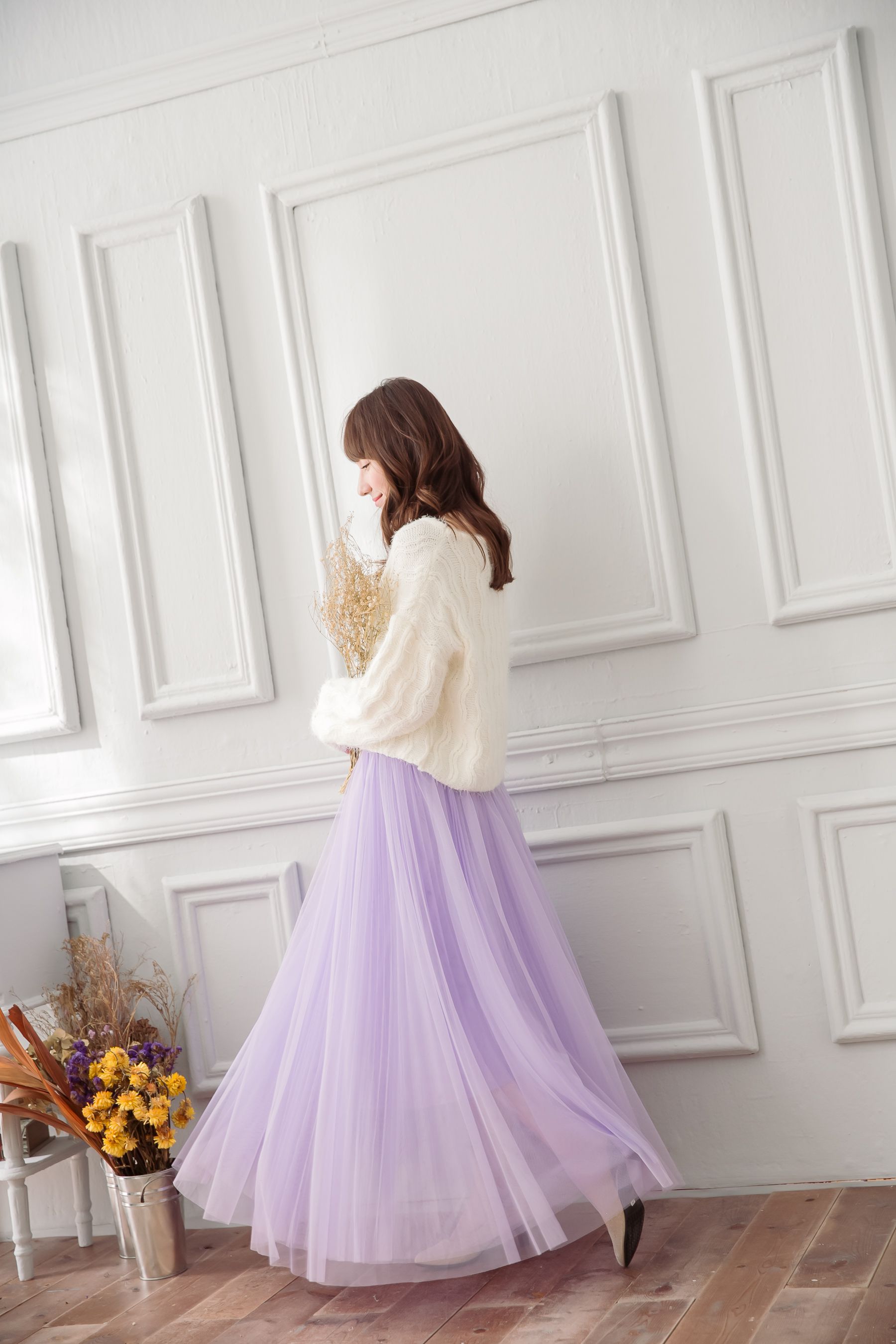 Peachy - 獨家訂製綿柔法式浪漫三層蓬紗裙-三層蓬版-薰衣草紫 (F)
