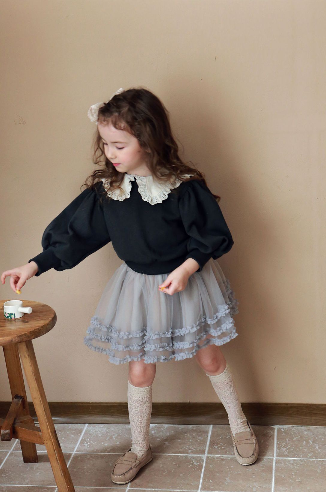 韓國 PuellaFLO - (剩9號)三層花邊網紗短裙-淺藍