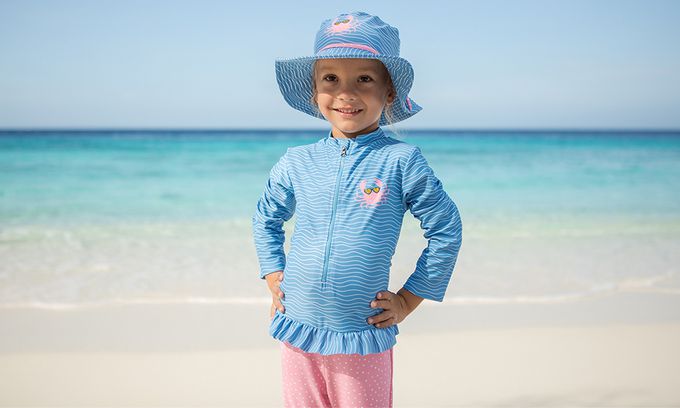 德國Playshoes - 抗UV長袖防曬防寒兒童連身泳裝-螃蟹