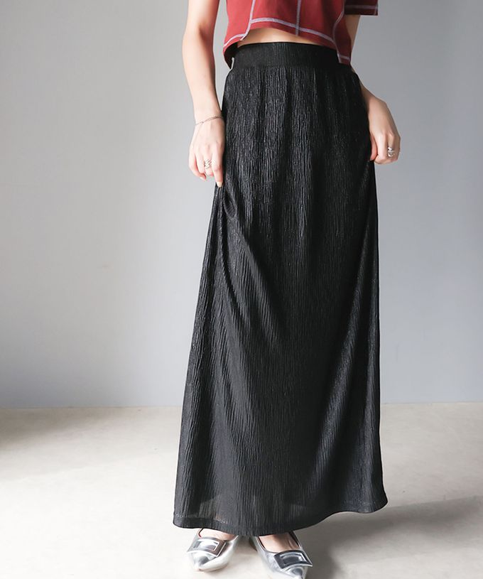 日本 Classical Elf - 小華麗光澤纖細修身長裙-黑