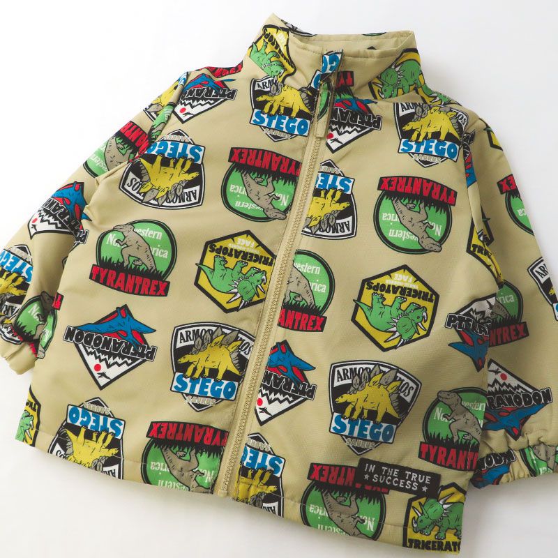 日本 ZOOLAND - 撥水加工 防風刷毛鋪棉外套-熊熊大集合-藍x卡其