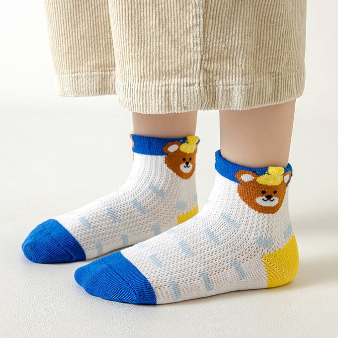 腳ㄚ子 - 幼/兒童透氣網眼襪 童襪 襪子 棉襪 兒童襪-淘氣小熊