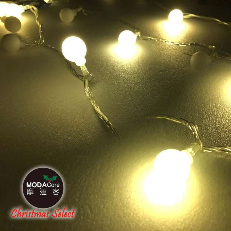 浪漫療癒100燈LED小圓球珍珠燈串/聖誕燈(USB接頭+贈豆腐頭插頭)-暖白光透明線-約10米長