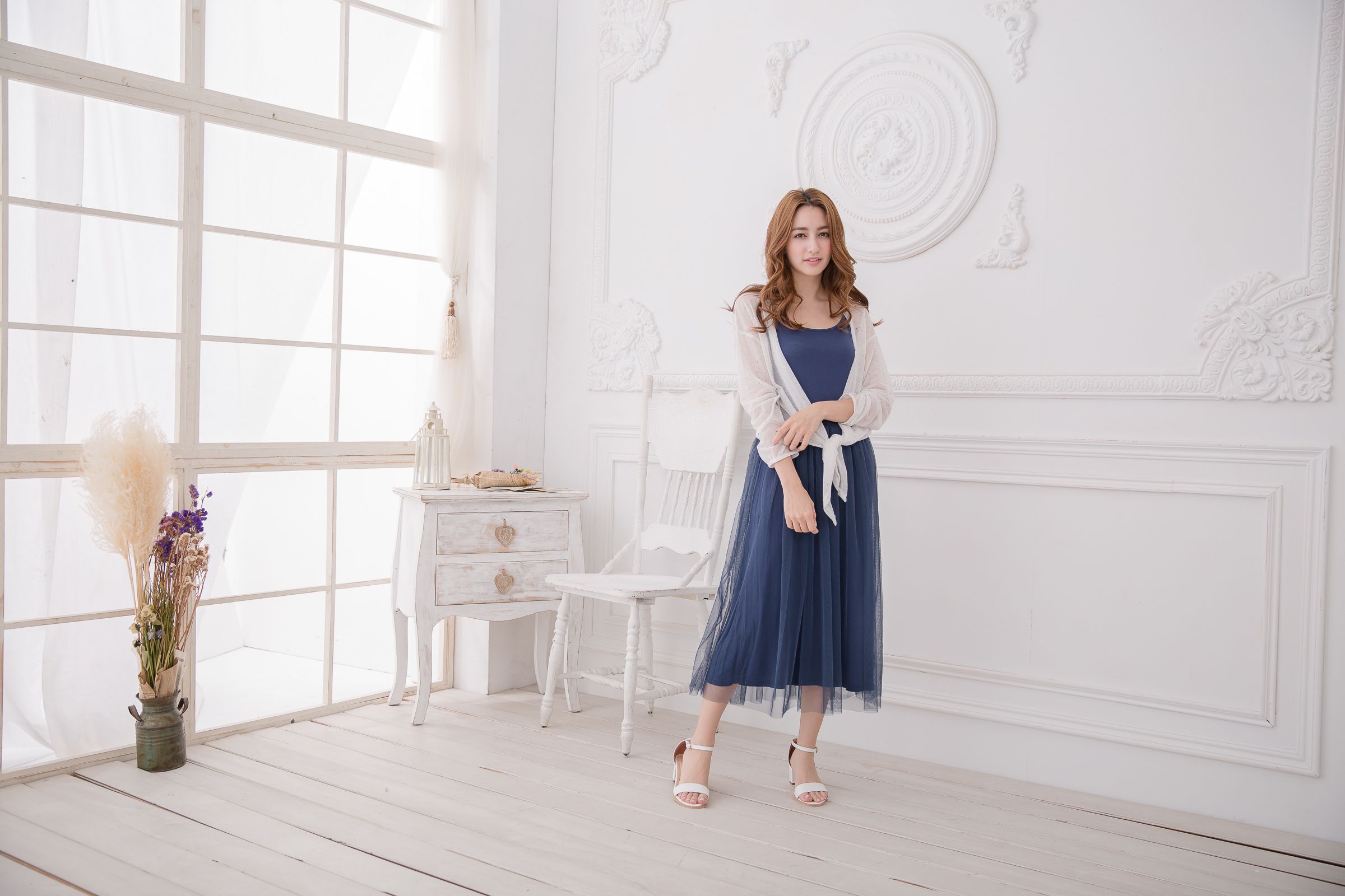 Peachy - 獨家訂製綿柔連身紗裙-細肩帶連身款-午夜藍 (F)