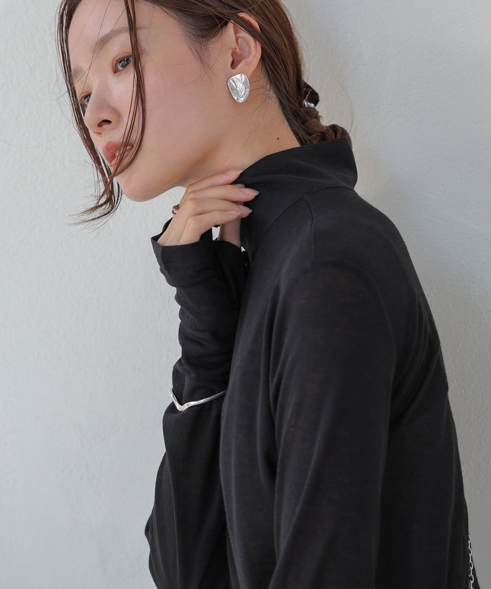 日本 Bab - 2WAY立領排扣薄長袖上衣-淺綠