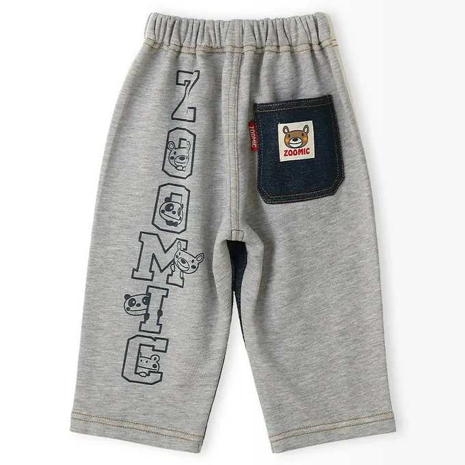 日本 ZOOLAND - 背後熊熊logo側條紋休閒長褲-海軍藍