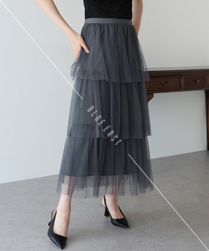 日本 BLUE EAST - 夢幻搖曳感層次薄紗長裙-白