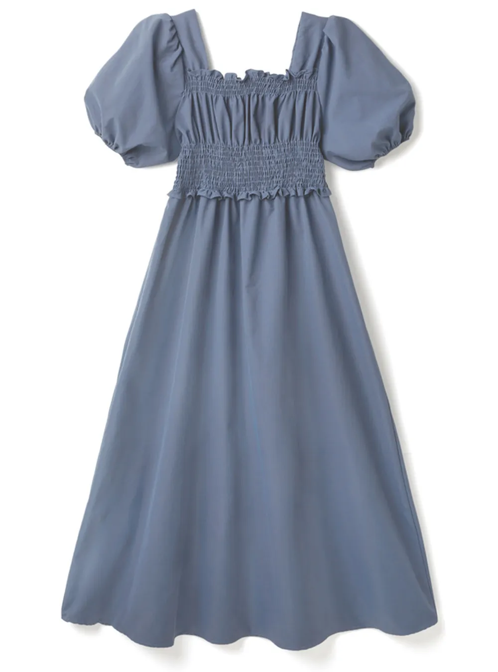 日本 GRL - 優雅公主方領泡泡袖洋裝-星塵藍 (M)