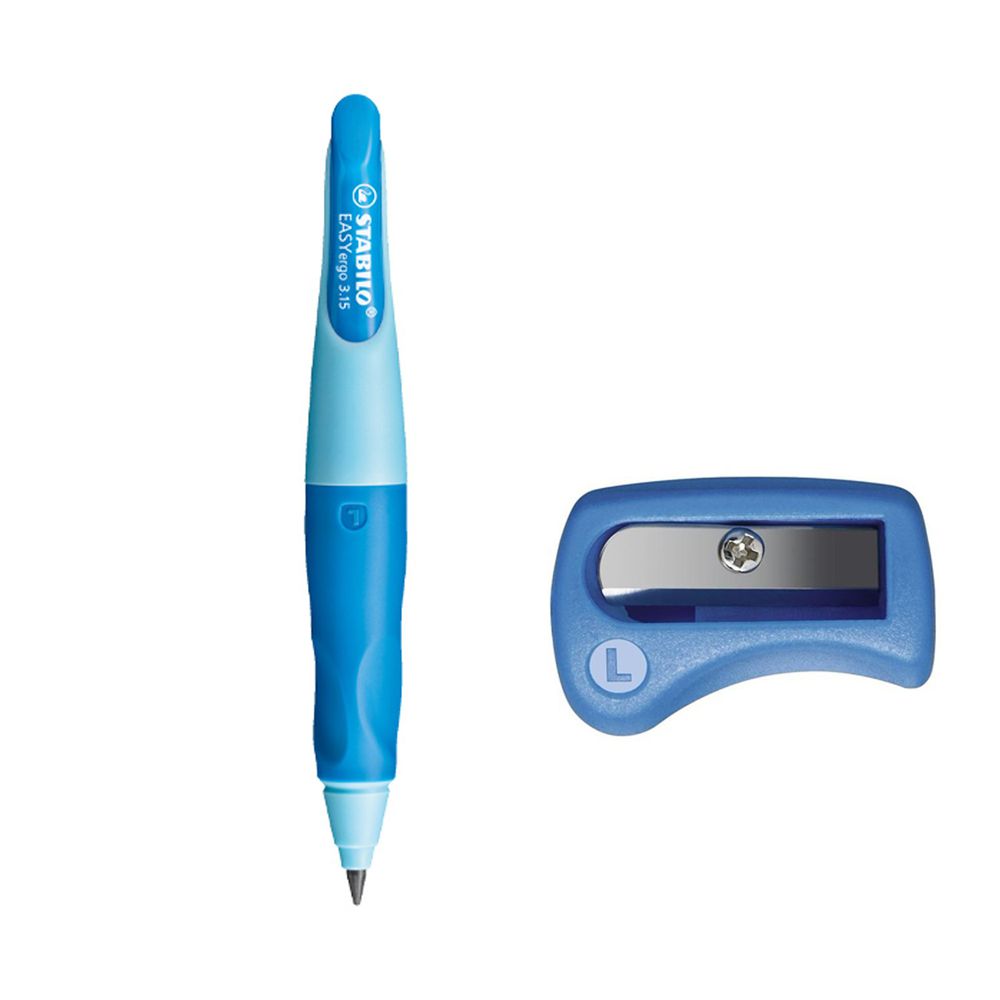 STABILO思筆樂 - 3.15mm 胖胖鉛 人體工學自動鉛筆 左手 淺藍/深藍 附削鉛筆器