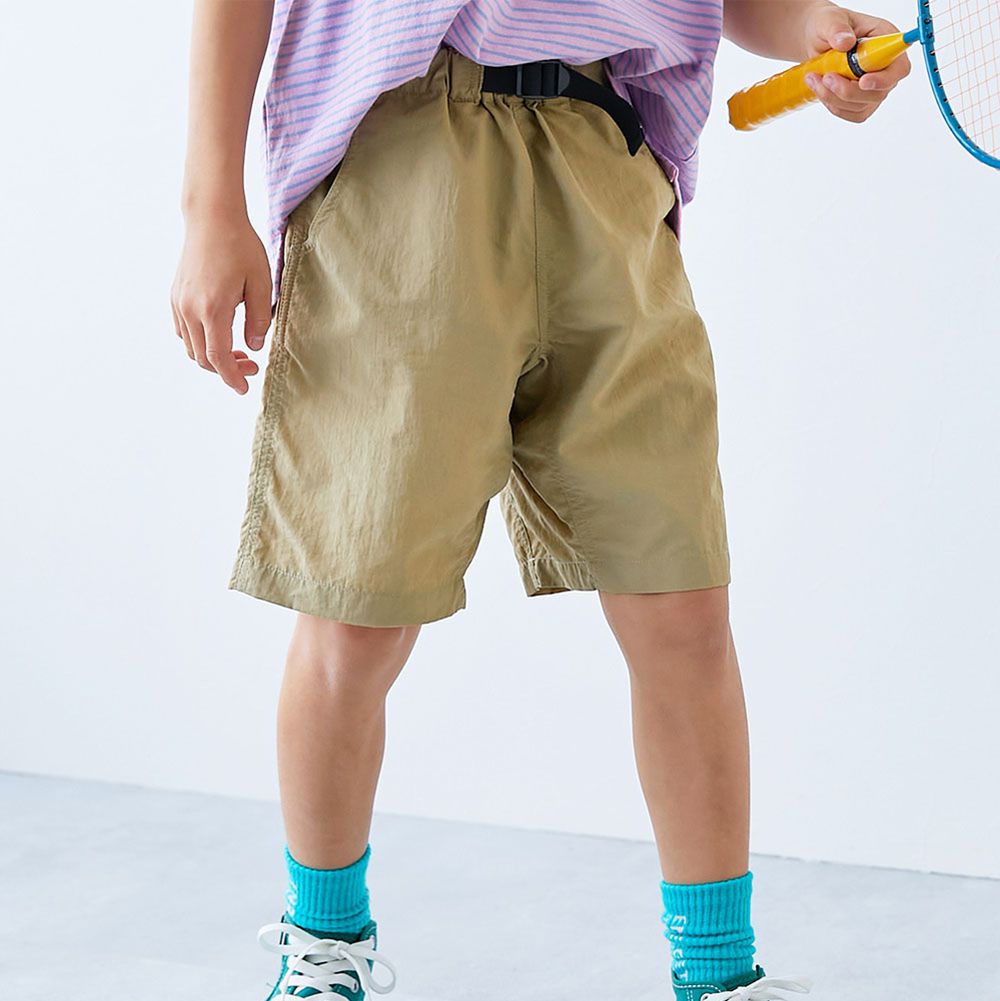 水陸二用 帥氣束腰玩水五分褲-深卡其