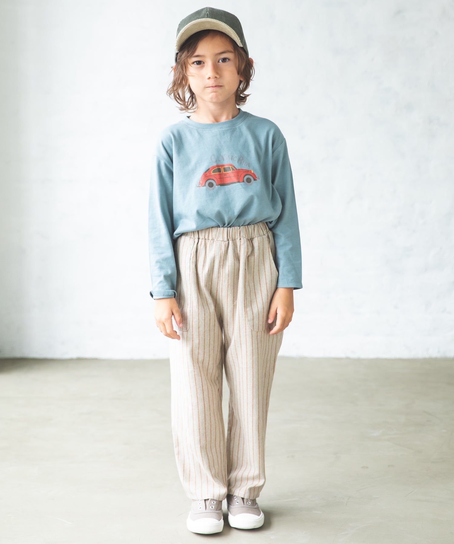 日本 PAIRMANON - 百搭鬆緊長褲-細直條紋-黑