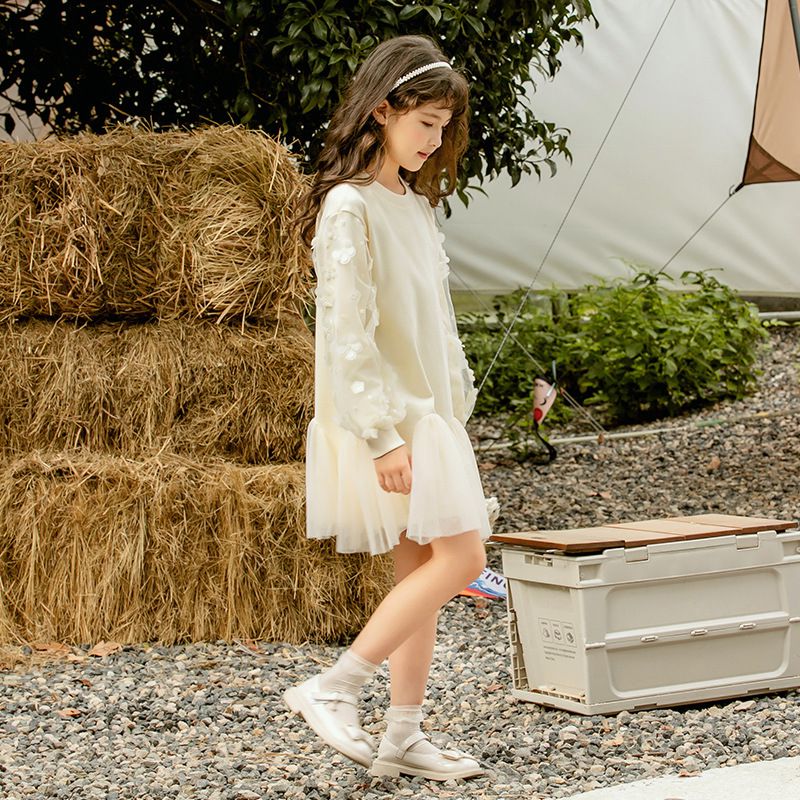 蕾絲花邊連身裙-粉色