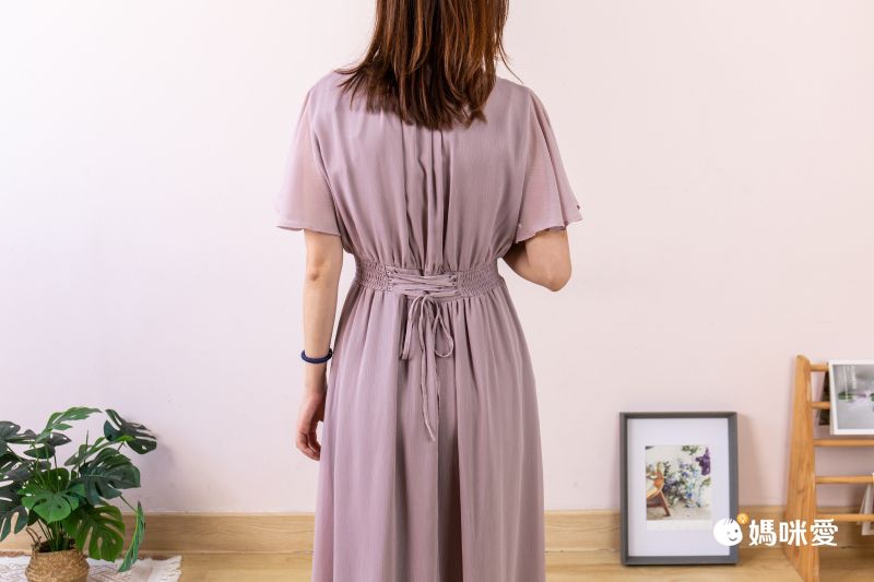 日本 tocco-closet - 修身羅紋拼接洋裝-鬱金香-黑x杏