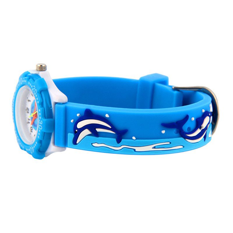 3D立體卡通兒童手錶-可旋轉錶圈-藍色海豚