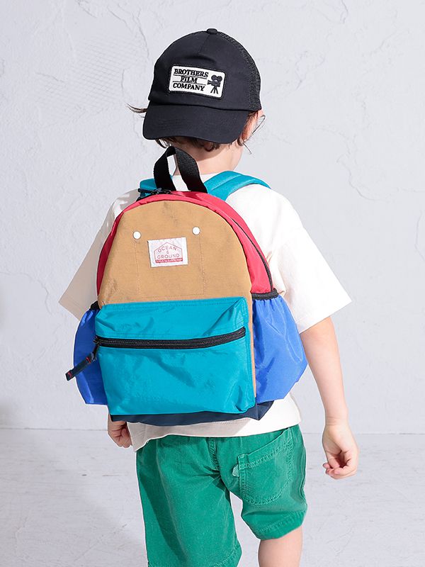日本 OCEAN&GROUND - DAYPACK 經典後背包-CRAZY 撞色-杏x紅x綠 BE