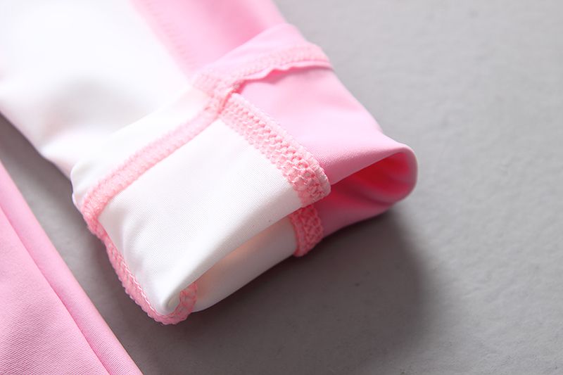 女寶長袖泳裝套裝(附帽子)-滿滿碎花-粉+綠