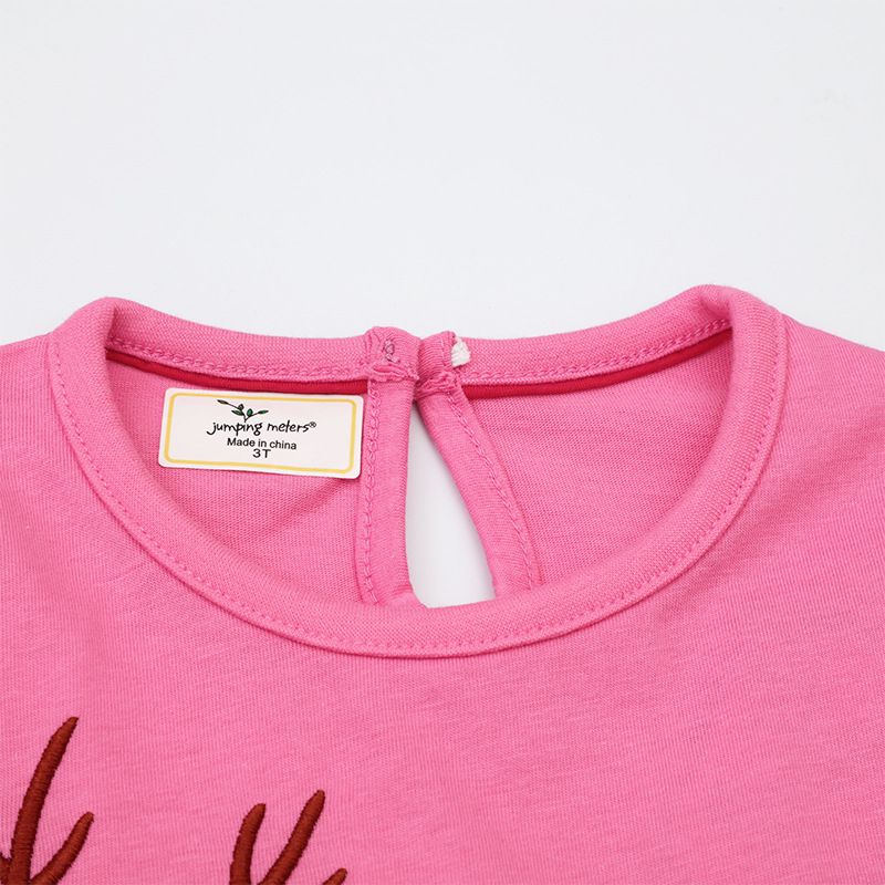 Jumping meters - 棉質圓領長袖連身洋裝-聖誕老人-粉色