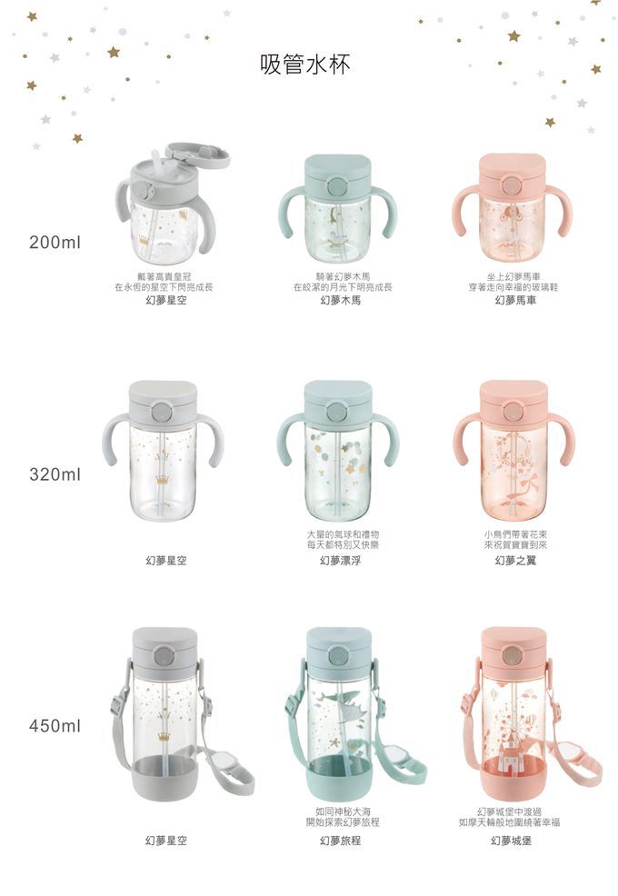 日本 Richell 利其爾 - 【獨賣】幻夢星空吸管直飲水杯套組-灰-320ml+直飲水杯 450mL-灰(贈酵素沐浴劑錠-10顆入+救援小隊8色大豆蠟筆)