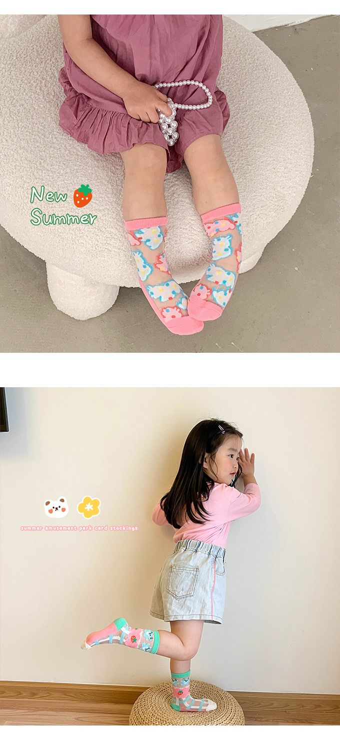 JB clothes - 三入一組-1202夏日游樂園卡絲水晶襪