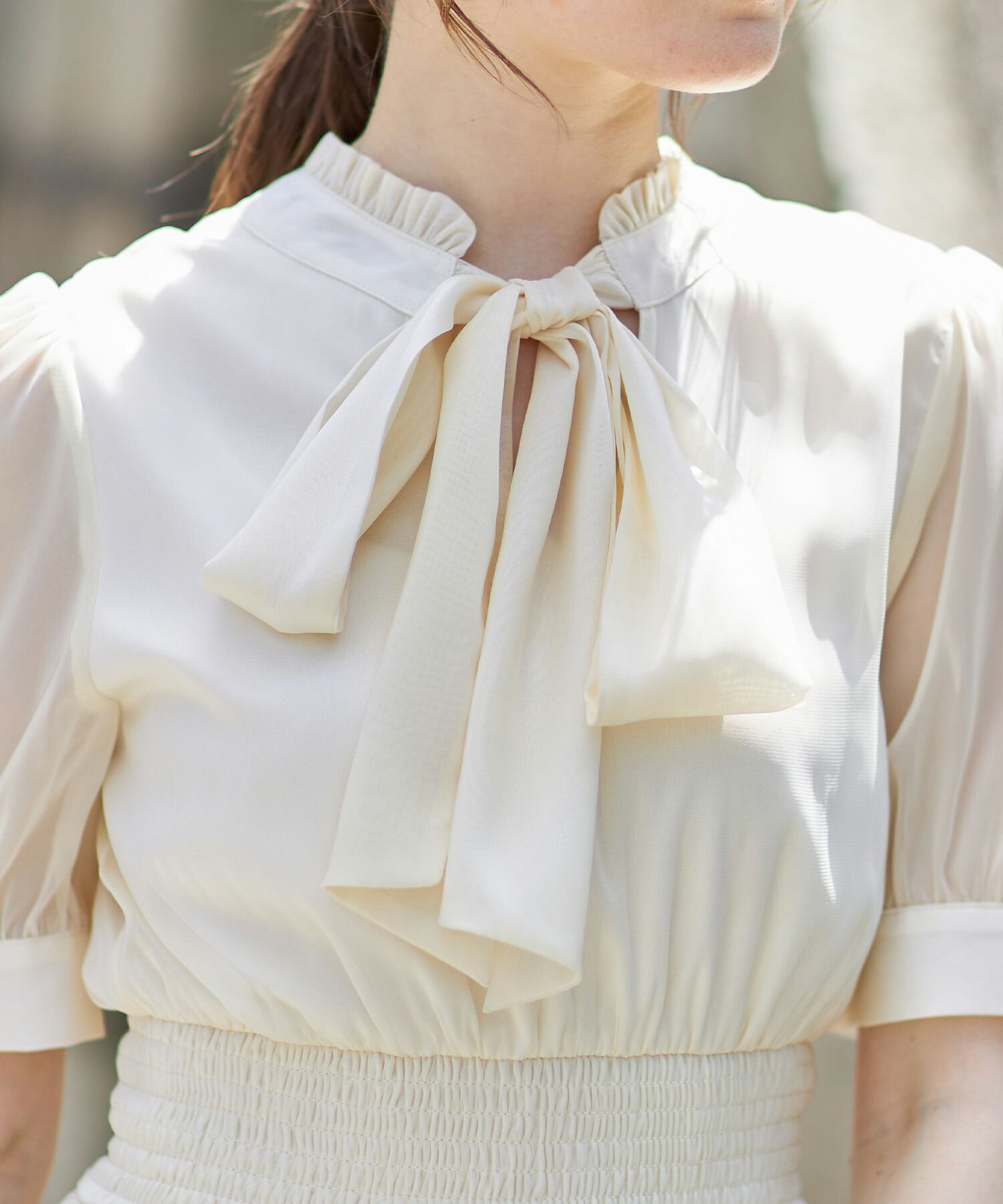 日本 tocco-closet - 2WAY甜美蝴蝶結雪紡洋裝-海軍藍