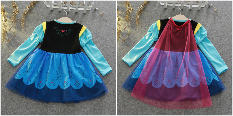 長袖造型公主裙-北歐藍