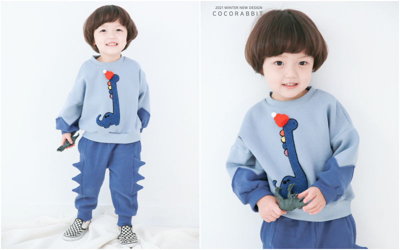 韓國 Coco rabbit - (裏起毛)恐龍背鰭縮口長褲-綠