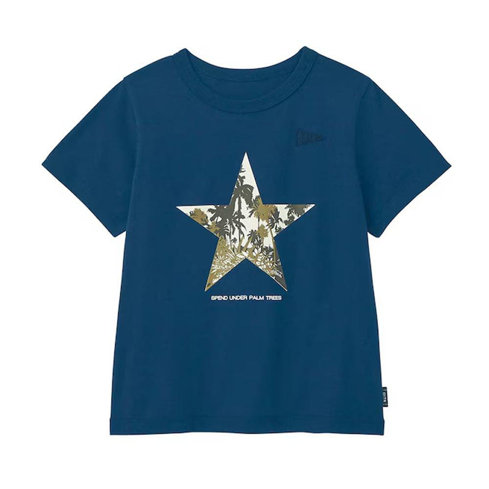 日本千趣會 - 天竺棉印花短袖上衣-棕櫚星星-海軍藍