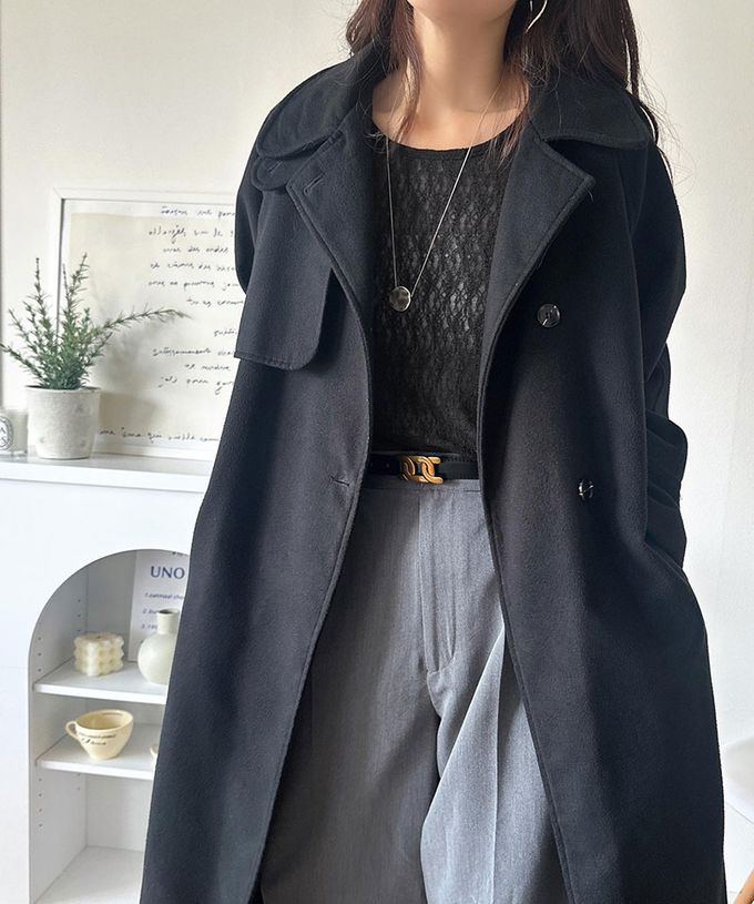 日本 Classical Elf - 網狀蕾絲透膚圓領長袖上衣-咖啡