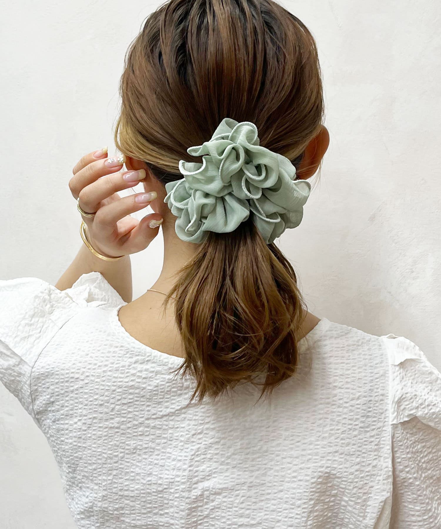 日本 Lattice - 可愛捲捲邊大腸髮圈-米杏